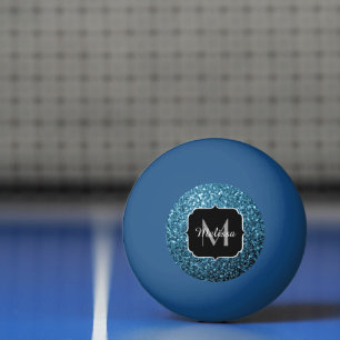 Bolinha De Ping Pong Monograma bonito dos sparkles do brilho dos azuis