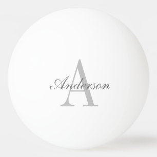 Bolinha De Ping Pong Monograma branco e Cinza elegante