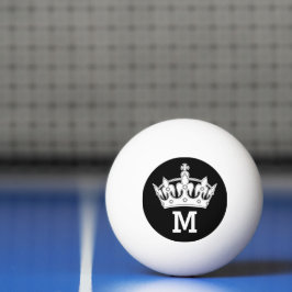 Bolinha De Ping Pong Monograma Coroa Branca Personalizado