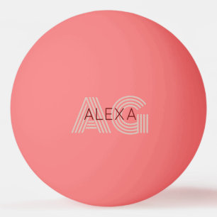 Bolinha De Ping Pong Monograma de Beige Moderno e Vinho