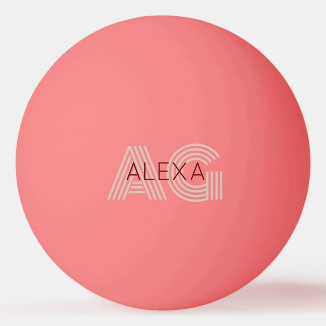 Bolinha De Ping Pong Monograma de Beige Moderno e Vinho (Frente)