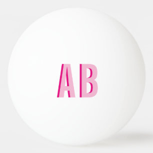 Bolinha De Ping Pong Monograma de duas letras rosa empilhadas em negrit