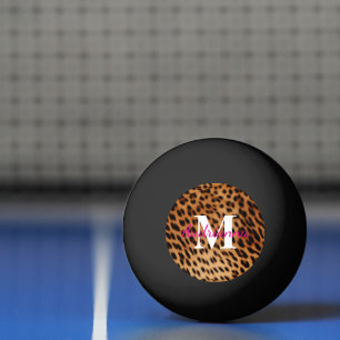 Bolinha De Ping Pong Monograma de impressão de animais leopardo
