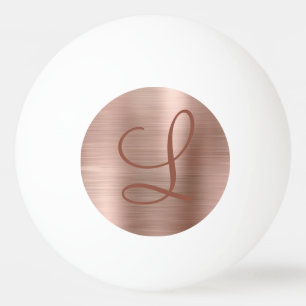 Bolinha De Ping Pong Monograma de metal Bruto Dourado com Rosa chic Doi