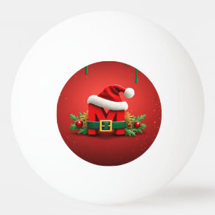 Bolinha De Ping Pong Monograma de Natal Personalizado M com Chapéu de P