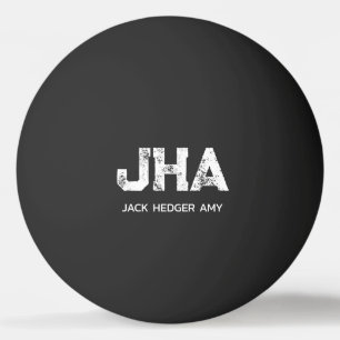 BOLINHA DE PING PONG MONOGRAMA DE NOME DE TRÊS LETRAS BRANCO MINIMALIST