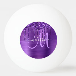 Bolinha De Ping Pong Monograma de Pincel com Glitter Roxo