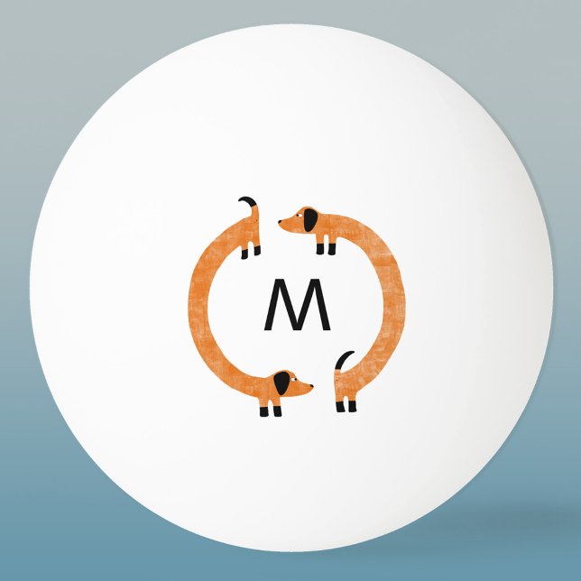 Bolinha De Ping Pong Monograma do cão de salsicha (Fun Dachshund Wiener Sausage Dog personalized monogram initial ping pong ball)