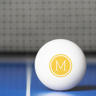 Bolinha De Ping Pong Monograma do Círculo Amarelo Personalizado