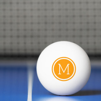 Bolinha De Ping Pong Monograma do Círculo Laranja Personalizado