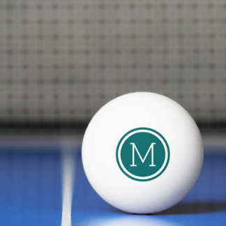 Bolinha De Ping Pong Monograma do Círculo Teal Escuro Personalizado
