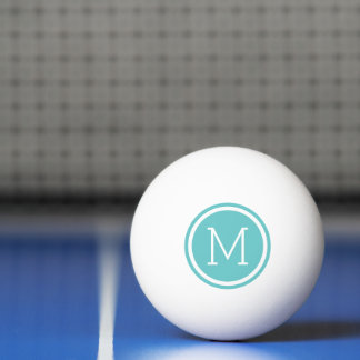 Bolinha De Ping Pong Monograma do Círculo Turquesa Personalizado
