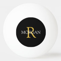 Monograma Dourado e Nome Branco em Preto