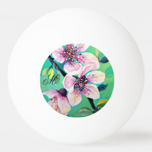 Bolinha De Ping Pong Monograma elegante da árvore de cereja Sakura jap