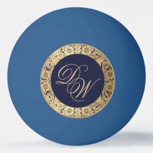 Bolinha De Ping Pong Monograma Elegante Rosa Azul Marinho Dourado Vinta