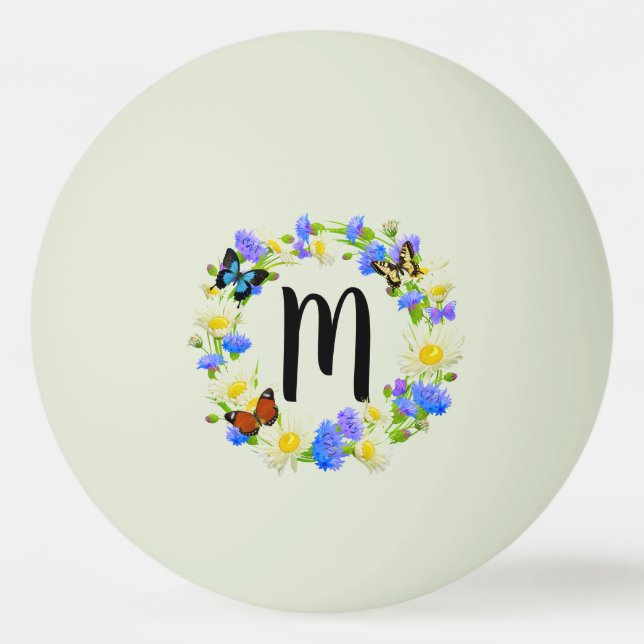 Bolinha De Ping Pong Monograma Floral (Frente)