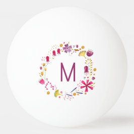 Bolinha De Ping Pong Monograma Floral Moderno