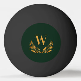 Bolinha De Ping Pong Monograma inicial da coroa verde-ouro Emerald