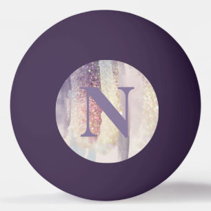 Bolinha De Ping Pong Monograma inicial de brilho rosado brilhante