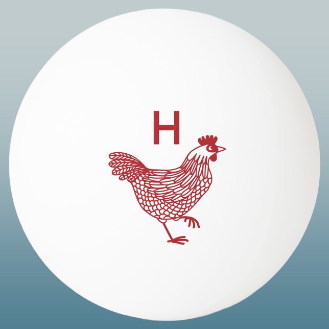 Bolinha De Ping Pong Monograma inicial de frango (Fun personalized chicken hen monogram initial ping pong ball)