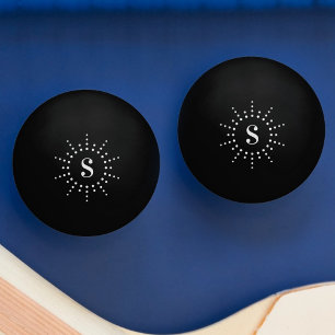 Bolinha De Ping Pong Monograma inicial de radiação solar preto
