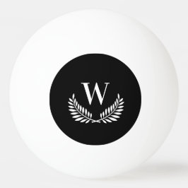 Bolinha De Ping Pong Monograma inicial de wreath branco preto