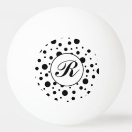 Bolinha De Ping Pong Monograma Moderno de Pontos Pretos e Brancos