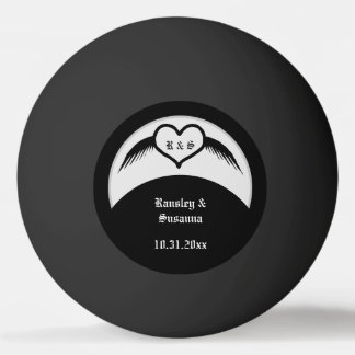 Bolinha De Ping Pong Monograma Personalizado De Coração Alado Com Casam