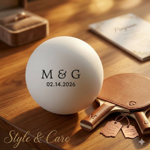 Bolinha De Ping Pong Monograma Personalizado e Data Personalizada