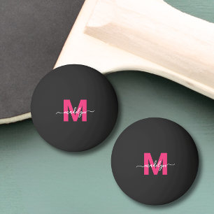 Bolinha De Ping Pong Monograma Preto Rosa