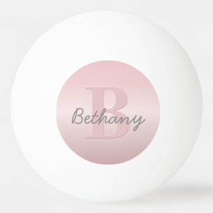 Bolinha De Ping Pong Monograma Rosa Personalizável e Script de Nome