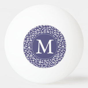 Bolinha De Ping Pong Monograma roxo do impressão do leopardo