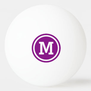Bolinha De Ping Pong Monograma roxo e branco do círculo