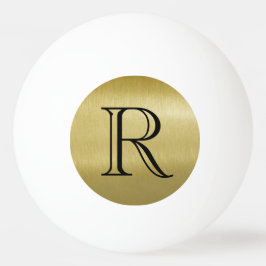 Bolinha De Ping Pong Monograma Simples Preto Dourado
