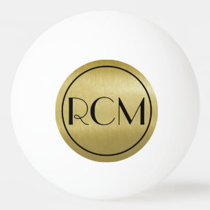 Bolinha De Ping Pong Monograma Simples Preto Dourado