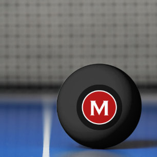 Bolinha De Ping Pong Monograma Vermelho Clássico Negro Moderno