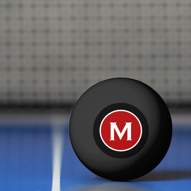 Bolinha De Ping Pong Monograma Vermelho Clássico Negro Moderno (Líquido)