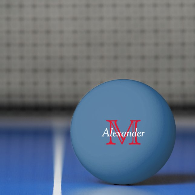 Bolinha De Ping Pong Monograma vermelho e branco em azul (Líquido)