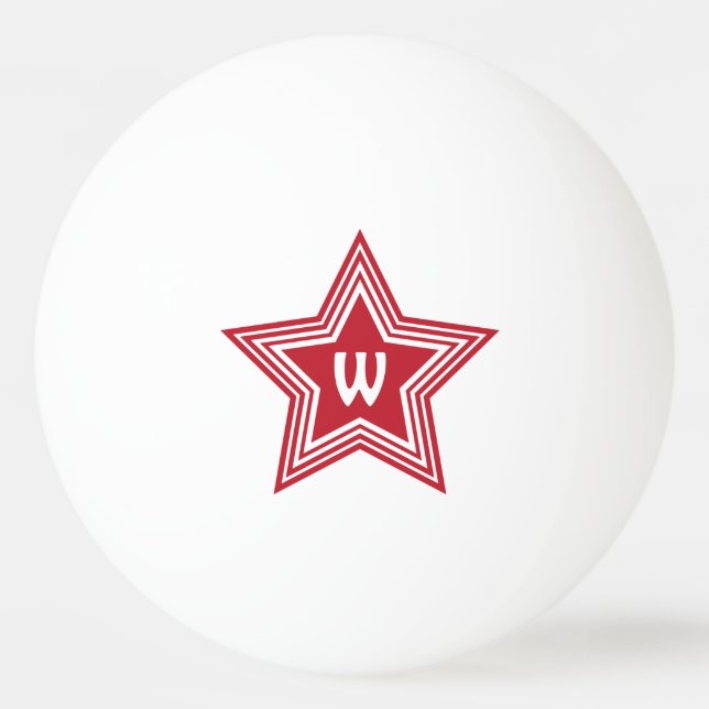 Bolinha De Ping Pong Monograma Vermelho Super Estrela Inicial (Frente)