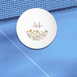 Bolinha De Ping Pong Monogramas Cores Aquáticas Flores Prateadas