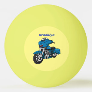 Bolinha De Ping Pong Moto de desenho animado azul feliz fofa