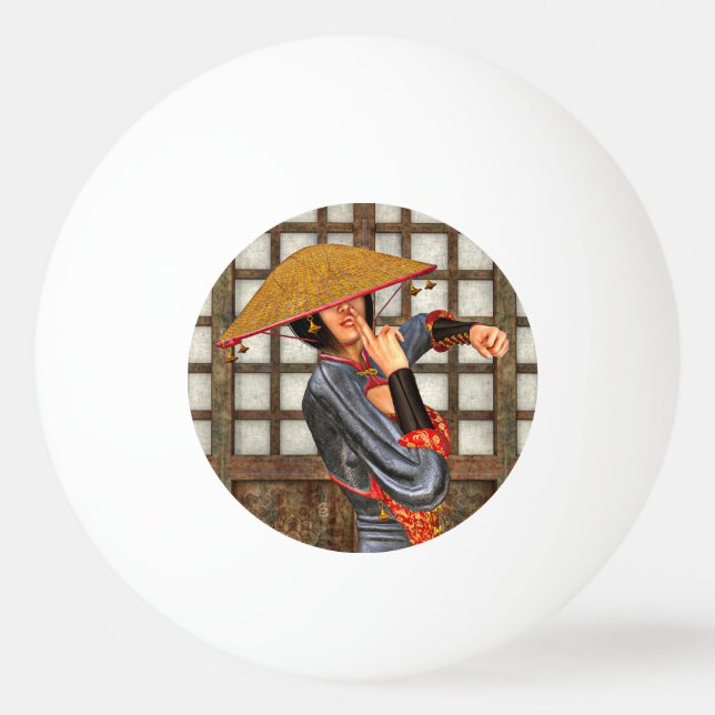 Bolinha De Ping Pong Mulher de Batalha Asiática (Frente)