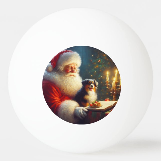 Bolinha De Ping Pong Natal Papai Noel com Cães 5 (Frente)