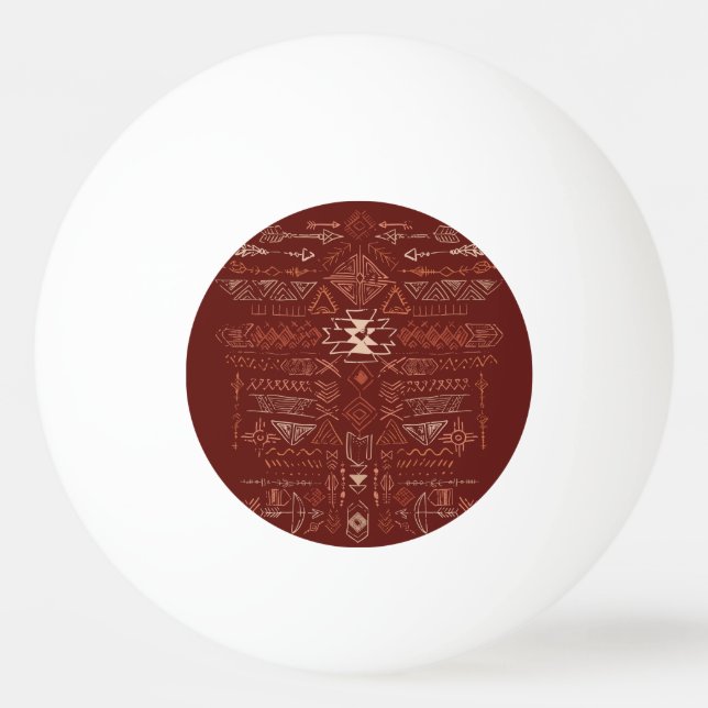 Bolinha De Ping Pong Navajo Aztec: Padrão Étnico De Doodle. (Frente)
