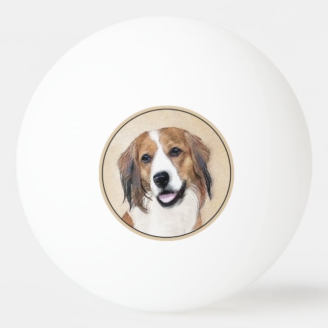 Bolinha De Ping Pong Nederlandse Kooikerhondje - Pintura de Cachorro (Frente)