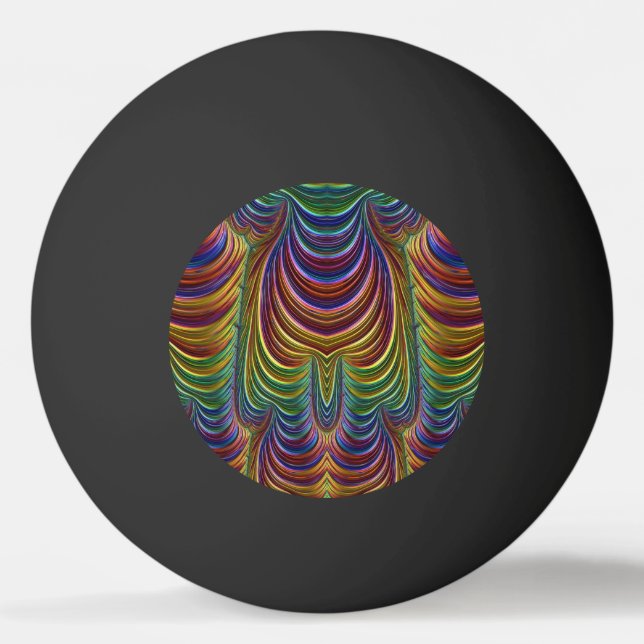 Bolinha De Ping Pong NEGRO ~ Multicor 3D ~ Design Fractal ~ (Frente)