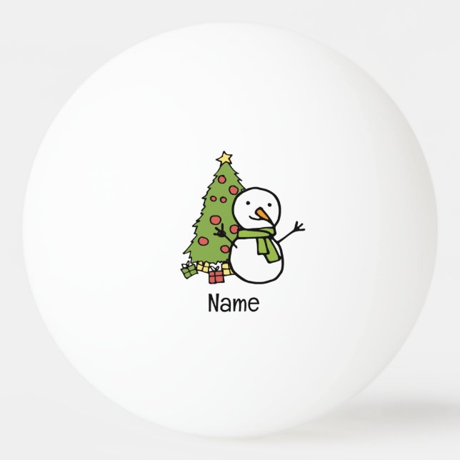 Bolinha De Ping Pong Neve com Árvore de Natal (Frente)