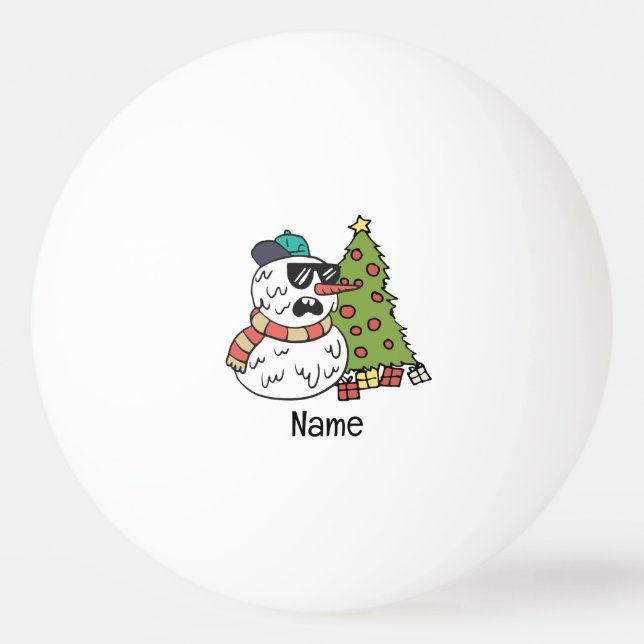 Bolinha De Ping Pong Neve com Árvore de Natal (Frente)