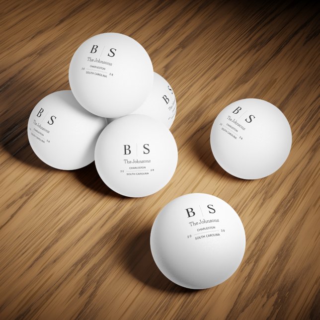 Bolinha De Ping Pong Noiva com Monograma Personalizado (Personalized Monogram Wedding Ping Pong Ball)