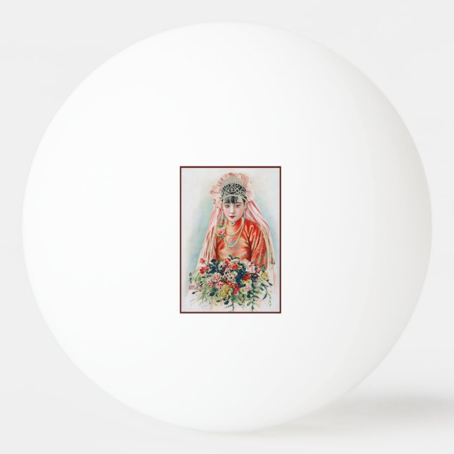 Bolinha De Ping Pong Noiva Vermelha em Casamento Chinês em Xangai (Frente)